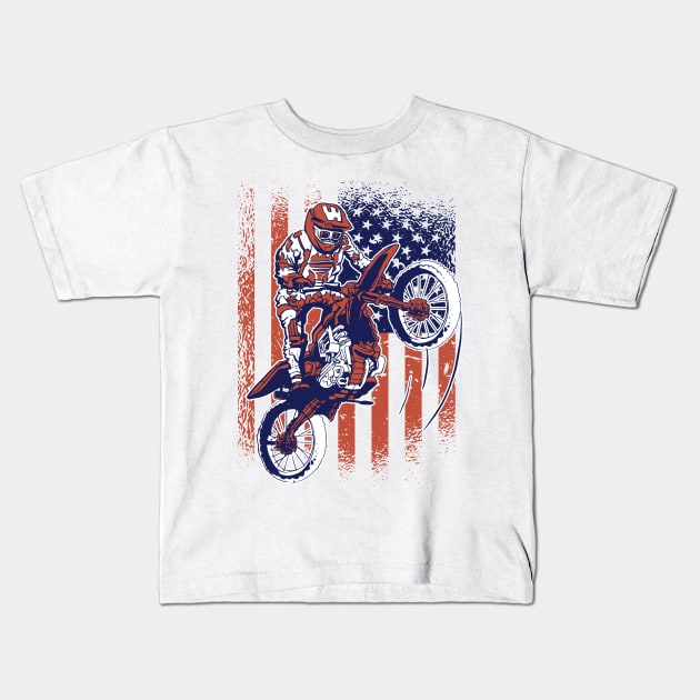 Motocross American Glory Kids T-Shirt by Life2LiveDesign